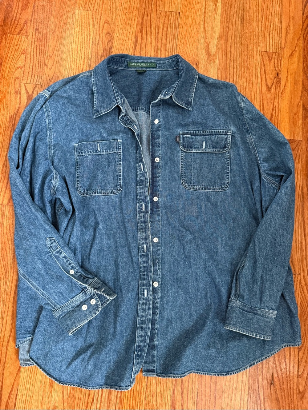 VTG Lauren Jeans Co Ralph Lauren Long Sleeve Denim Shirt Pockets Button Sz 3X